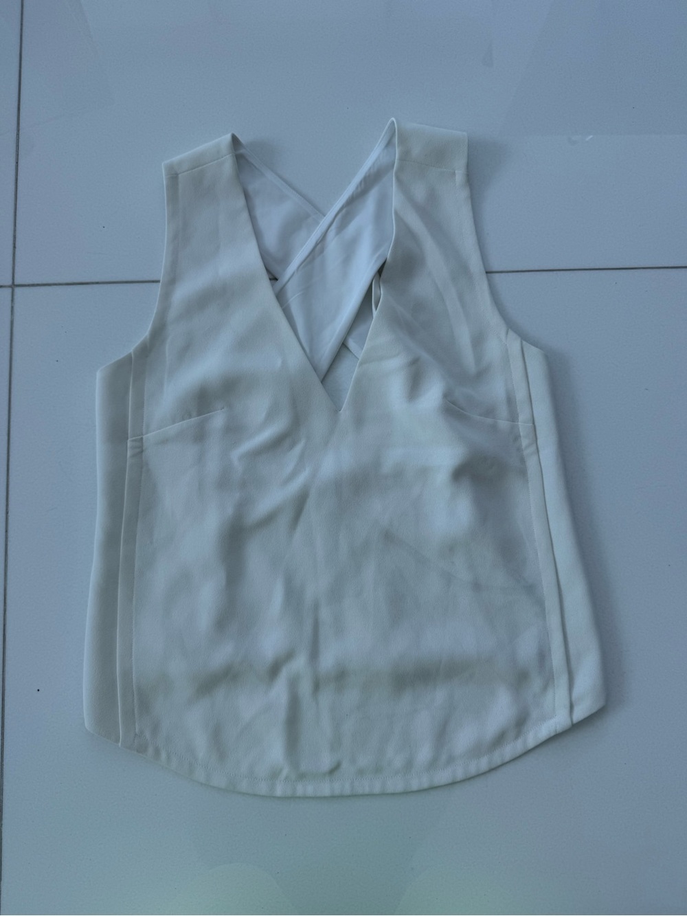INTERMIX  Sleeveless V-Neck Cross-Back Top